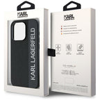 Karl Lagerfeld Saffiano Rhinestones & Charm dėklas, skirtas iPhone 15 Pro Max - juodas