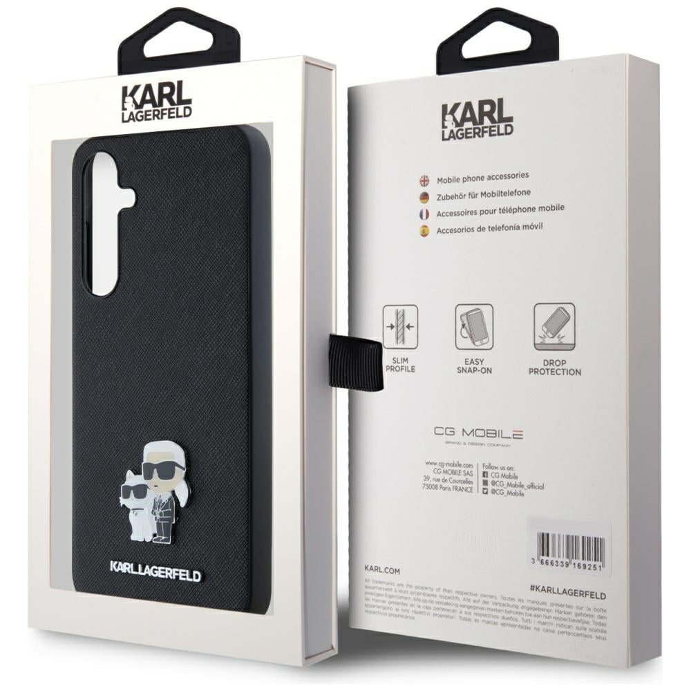 Karl Lagerfeld Saffiano dėklas Galaxy A35 – juodas