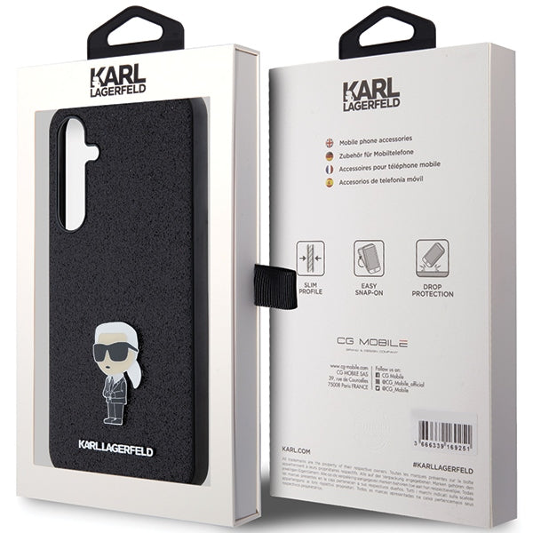 Karl Lagerfeld blizgus dėklas Samsung Galaxy A55 – juodas