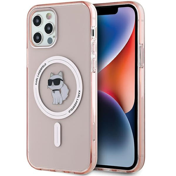 Karl Lagerfeld IML Choupette MagSafe dėklas iPhone 12/12 Pro - rožinis -- iPhone 12