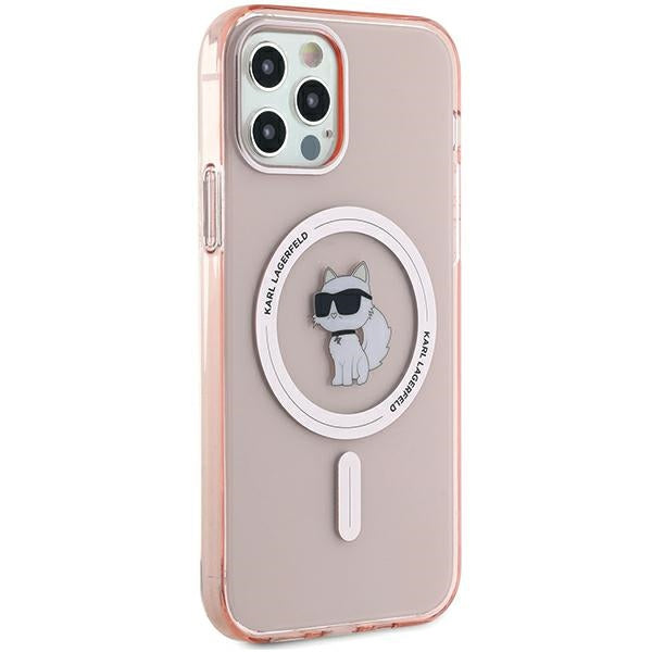Karl Lagerfeld IML Choupette MagSafe dėklas iPhone 12/12 Pro - rožinis -- iPhone 12