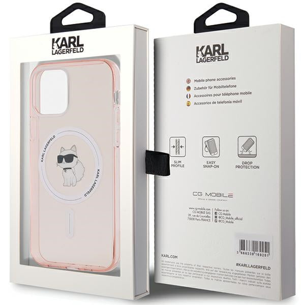 Karl Lagerfeld IML Choupette MagSafe dėklas iPhone 12/12 Pro - rožinis -- iPhone 12