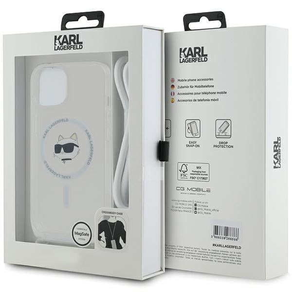 Karl Lagerfeld IML Choupette Head & Cord MagSafe dėklas iPhone 13 / 14 / 15 - skaidrus
