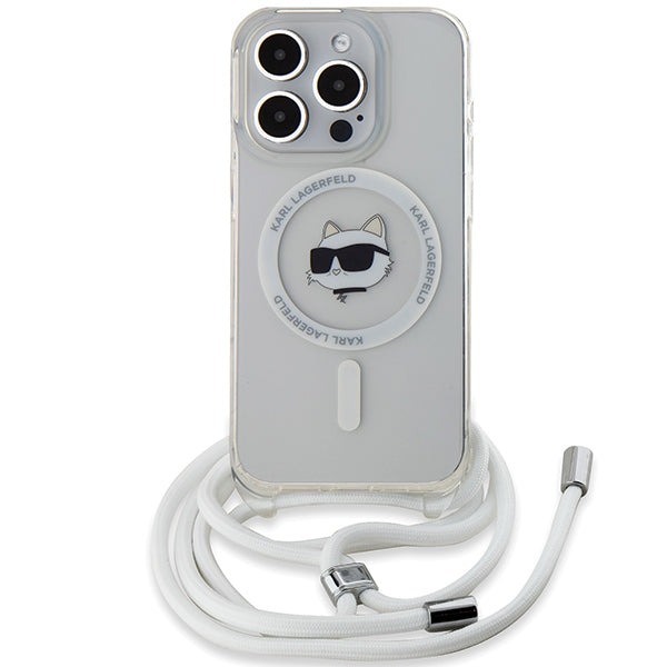 Karl Lagerfeld IML Choupette Head & Cord MagSafe dėklas, skirtas iPhone 14 Pro - skaidrus