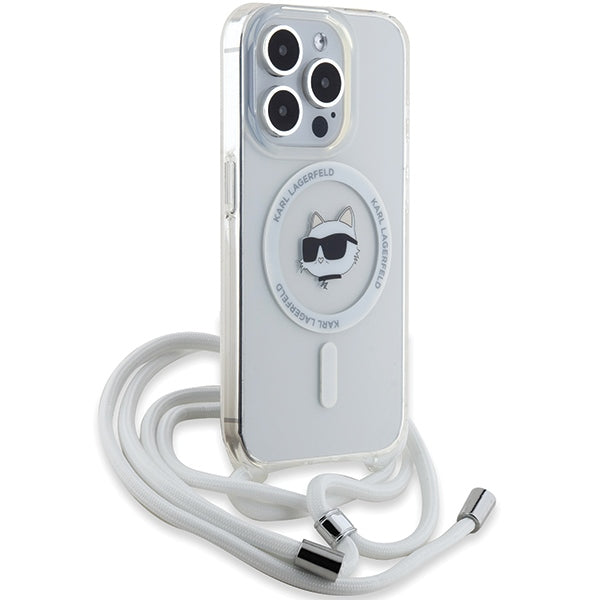 Karl Lagerfeld IML Choupette Head & Cord MagSafe dėklas, skirtas iPhone 14 Pro - skaidrus