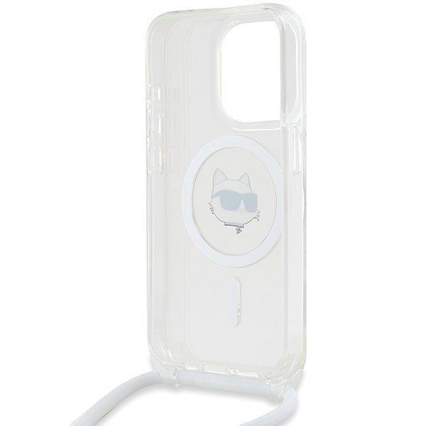 Karl Lagerfeld IML Choupette Head & Cord MagSafe dėklas, skirtas iPhone 14 Pro - skaidrus