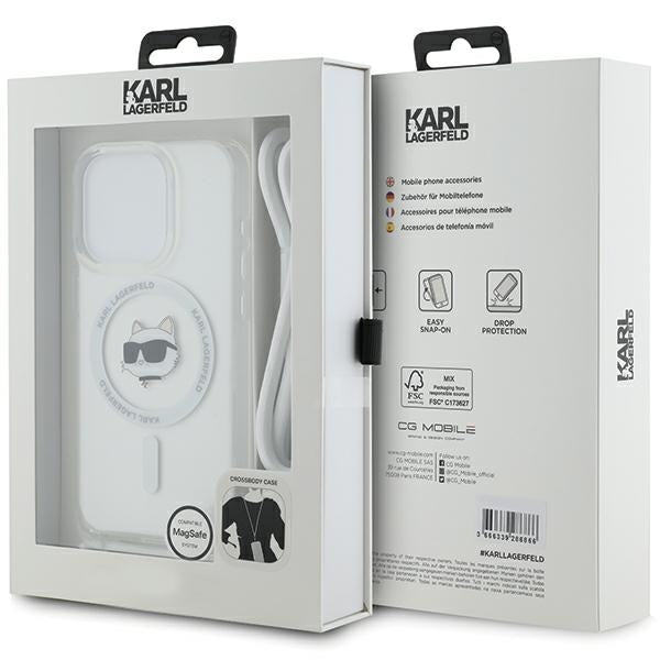 Karl Lagerfeld IML Choupette Head & Cord MagSafe dėklas, skirtas iPhone 14 Pro - skaidrus