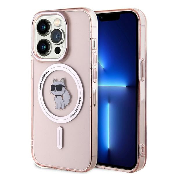 Karl Lagerfeld IML Choupette MagSafe dėklas iPhone 14 Pro - rožinis