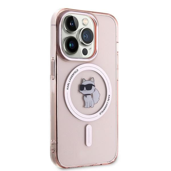 Karl Lagerfeld IML Choupette MagSafe dėklas iPhone 14 Pro - rožinis