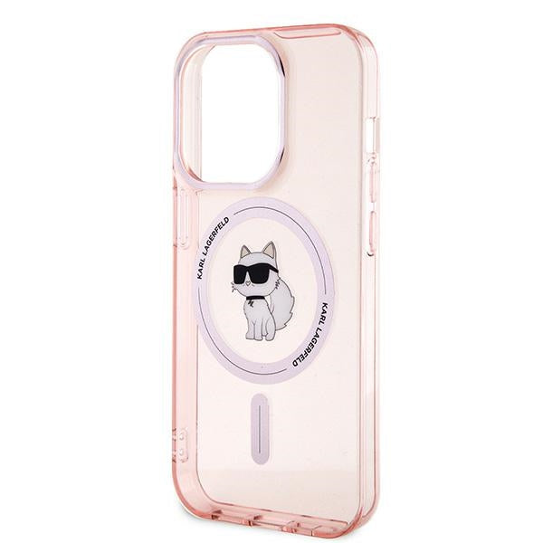 Karl Lagerfeld IML Choupette MagSafe dėklas iPhone 14 Pro - rožinis