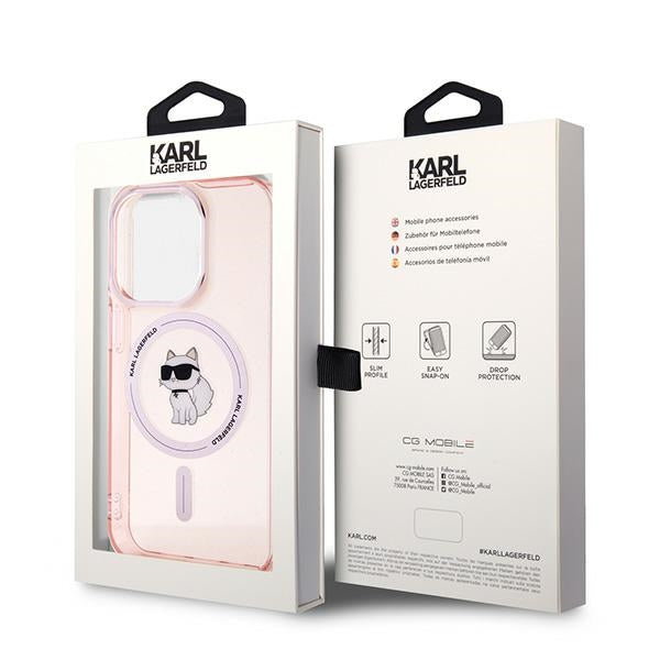 Karl Lagerfeld IML Choupette MagSafe dėklas iPhone 14 Pro - rožinis