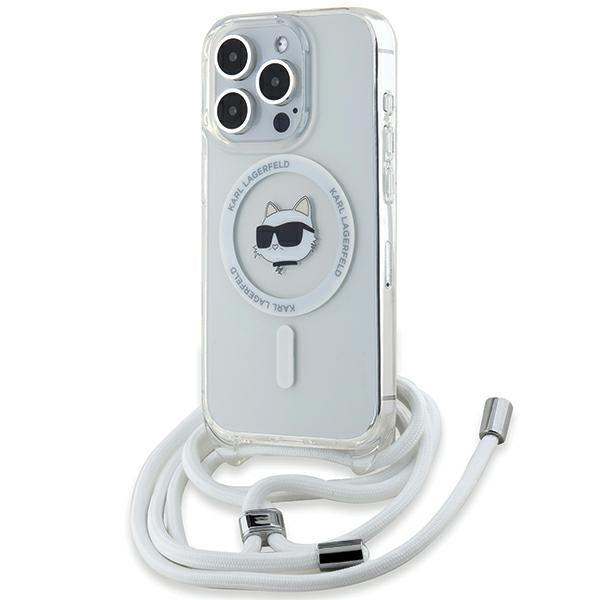 Karl Lagerfeld IML Choupette Head & Cord MagSafe dėklas, skirtas iPhone 14 Pro Max - skaidrus