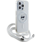 Karl Lagerfeld IML Choupette Head & Cord MagSafe dėklas, skirtas iPhone 14 Pro Max - skaidrus