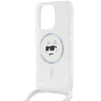Karl Lagerfeld IML Choupette Head & Cord MagSafe dėklas, skirtas iPhone 14 Pro Max - skaidrus