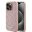 Karl Lagerfeld Leather Monogram Metal Logo dėklas iPhone 15 Pro - rožinis