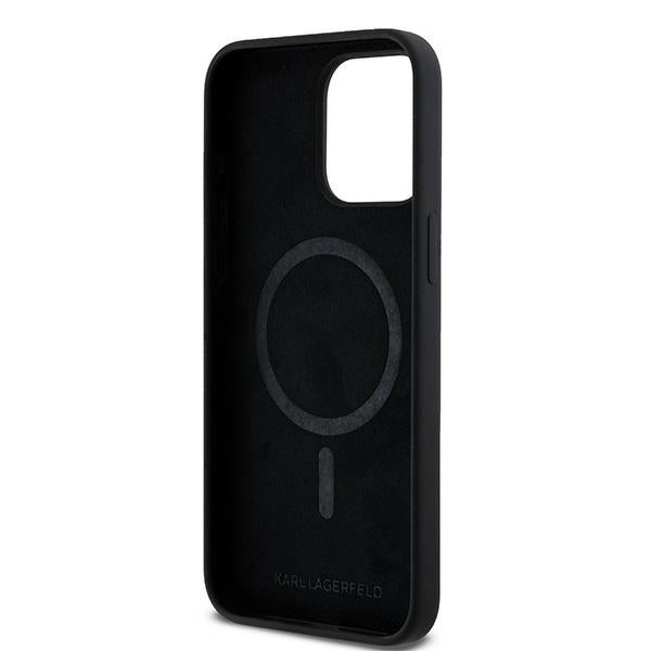 Karl Lagerfeld silikoninis MagSafe dėklas iPhone 15 Pro – juodas -- iPhone 15 Pro
