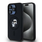 Karl Lagerfeld Silicone Karl&Choupette MagSafe dėklas iPhone 15 Pro - juodas