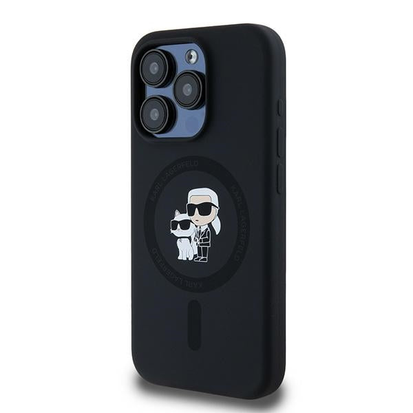 Karl Lagerfeld Silicone Karl&Choupette MagSafe dėklas iPhone 15 Pro - juodas