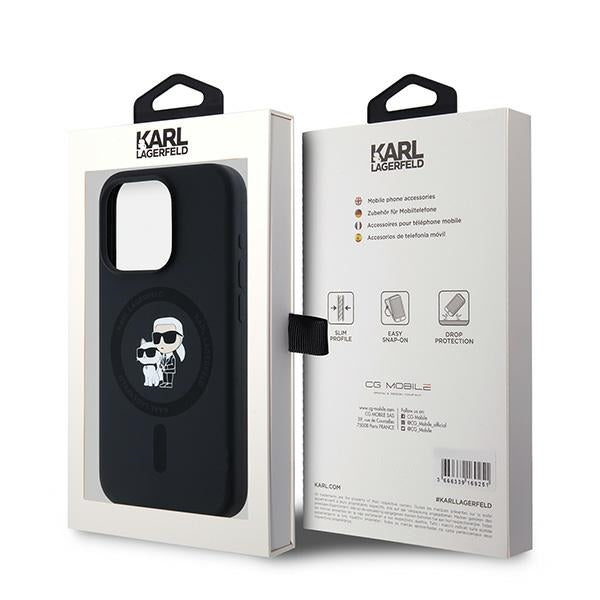 Karl Lagerfeld Silicone Karl&Choupette MagSafe dėklas iPhone 15 Pro - juodas