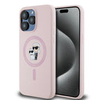 Karl Lagerfeld Silikoninis Karl&Choupette MagSafe Dėklas, skirtas iPhone 15 Pro – rožinis