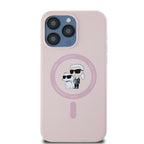 Karl Lagerfeld Silikoninis Karl&Choupette MagSafe Dėklas, skirtas iPhone 15 Pro – rožinis