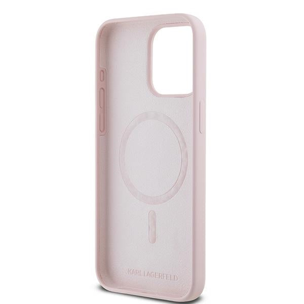 Karl Lagerfeld Silikoninis Karl&Choupette MagSafe Dėklas, skirtas iPhone 15 Pro – rožinis