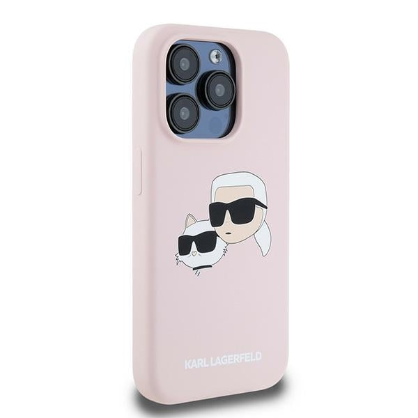 Karl Lagerfeld Silikoninis Karl&Choupette MagSafe Dėklas, skirtas iPhone 15 Pro – rožinis