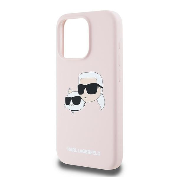Karl Lagerfeld Silikoninis Karl&Choupette MagSafe Dėklas, skirtas iPhone 15 Pro – rožinis