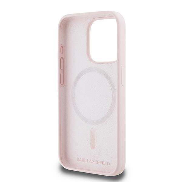 Karl Lagerfeld Silikoninis Karl&Choupette MagSafe Dėklas, skirtas iPhone 15 Pro – rožinis