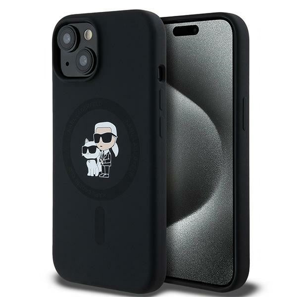 Karl Lagerfeld Silicone Karl&Choupette MagSafe dėklas iPhone 15 Plus / 14 Plus - juodas
