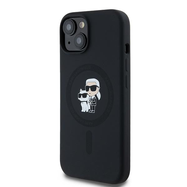 Karl Lagerfeld Silicone Karl&Choupette MagSafe dėklas iPhone 15 Plus / 14 Plus - juodas