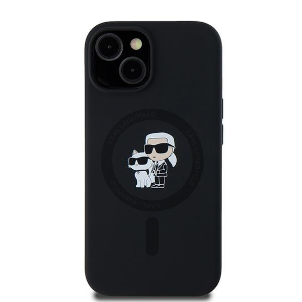 Karl Lagerfeld Silicone Karl&Choupette MagSafe dėklas iPhone 15 Plus / 14 Plus - juodas