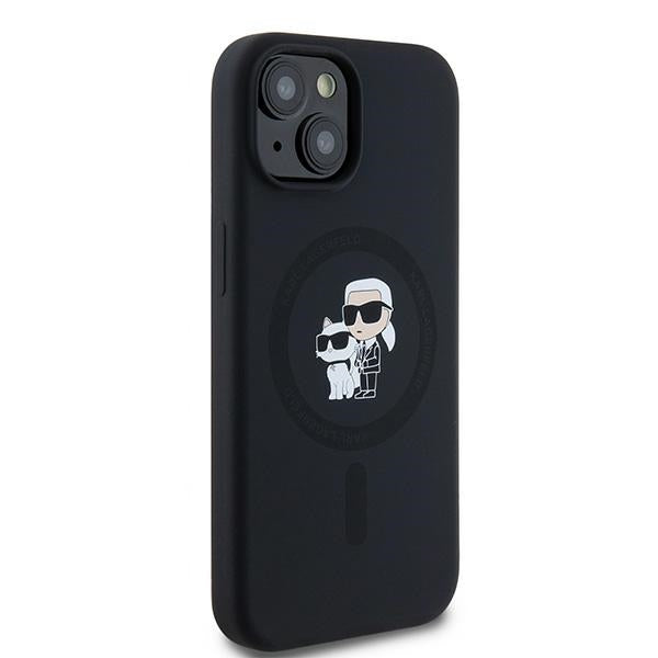 Karl Lagerfeld Silicone Karl&Choupette MagSafe dėklas iPhone 15 Plus / 14 Plus - juodas