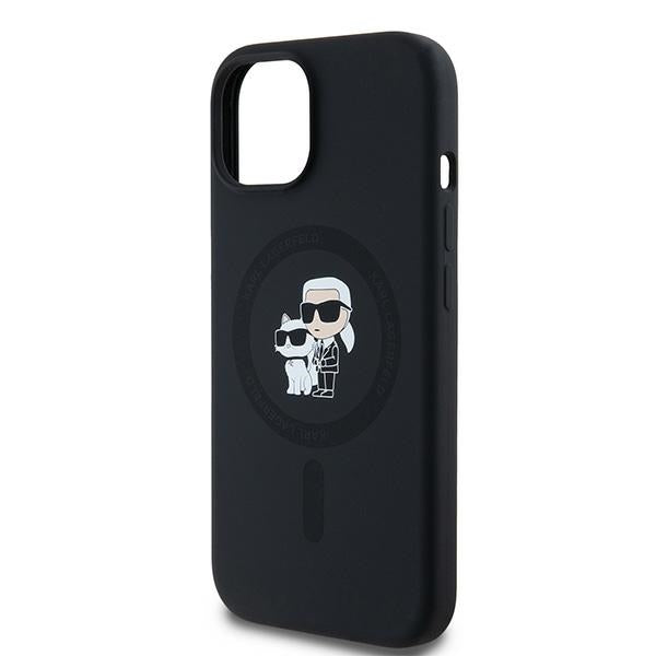 Karl Lagerfeld Silicone Karl&Choupette MagSafe dėklas iPhone 15 Plus / 14 Plus - juodas