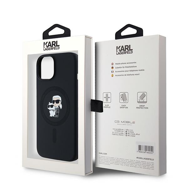 Karl Lagerfeld Silicone Karl&Choupette MagSafe dėklas iPhone 15 Plus / 14 Plus - juodas