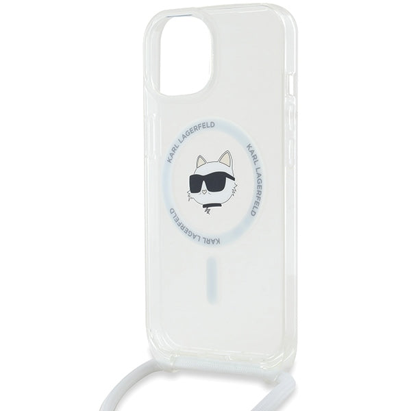 Karl Lagerfeld IML Choupette Head&Cord MagSafe dėklas, skirtas iPhone 15 / 14 / 13 - skaidrus