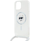 Karl Lagerfeld IML Choupette Head&Cord MagSafe dėklas, skirtas iPhone 15 / 14 / 13 - skaidrus