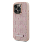 Karl Lagerfeld Leather Monogram Metal Logo dėklas iPhone 15 Pro Max - rožinis
