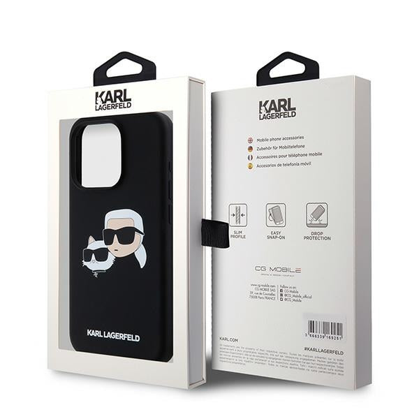 Karl Lagerfeld silikoninis MagSafe dėklas iPhone 15 Pro Max – juodas