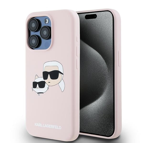 Karl Lagerfeld Silikoninis Karl&Choupette MagSafe Dėklas, skirtas iPhone 15 Pro Max – rožinis