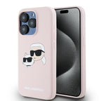 Karl Lagerfeld Silikoninis Karl&Choupette MagSafe Dėklas, skirtas iPhone 15 Pro Max – rožinis