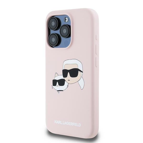 Karl Lagerfeld Silikoninis Karl&Choupette MagSafe Dėklas, skirtas iPhone 15 Pro Max – rožinis