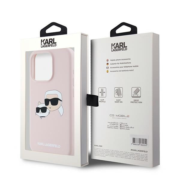 Karl Lagerfeld Silikoninis Karl&Choupette MagSafe Dėklas, skirtas iPhone 15 Pro Max – rožinis