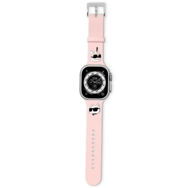 Karl Lagerfeld 3D guminis Karl&Choupette Heads dirželis Apple Watch 38/40/41mm - rožinis