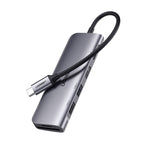 Ugreen CM195 6in1 adapteris USB-C - HDMI / 2x USB-A 3.0 / USB-C PD / SD / TF skaitytuvas - pilkas -- USB Hubs
