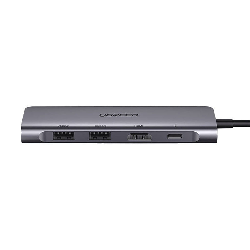 Ugreen CM195 6in1 adapteris USB-C - HDMI / 2x USB-A 3.0 / USB-C PD / SD / TF skaitytuvas - pilkas -- USB Hubs