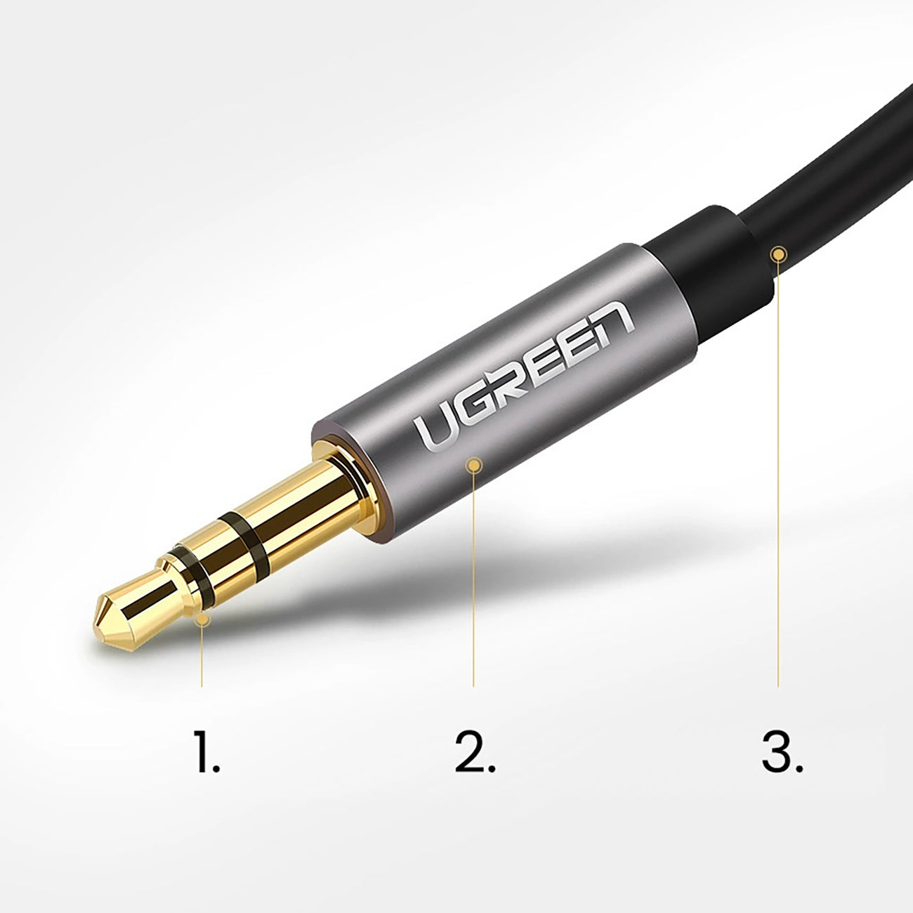 Ugreen AV119 10736 garso kabelis mini jack 3.5mm / mini jack 3.5mm 3m - juodas -- Audio Cables