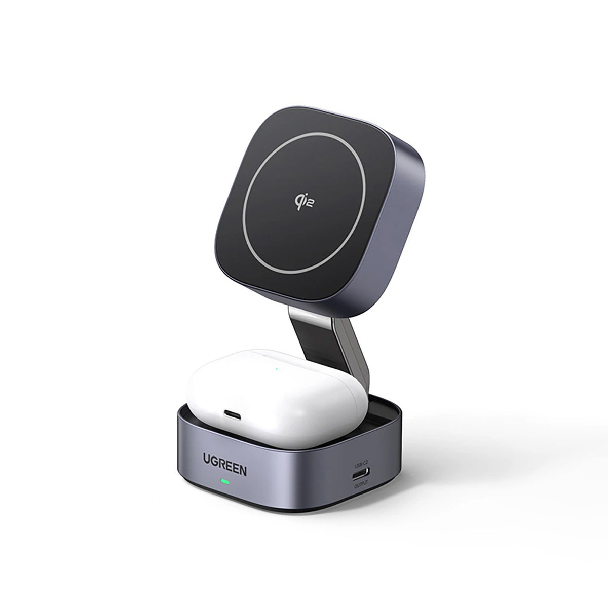 Ugreen W702 3in1 indukcinis įkroviklis su MagSafe / Qi2 ir USB-C jungtimi telefonui / ausinėms - juodas -- Cell phone...