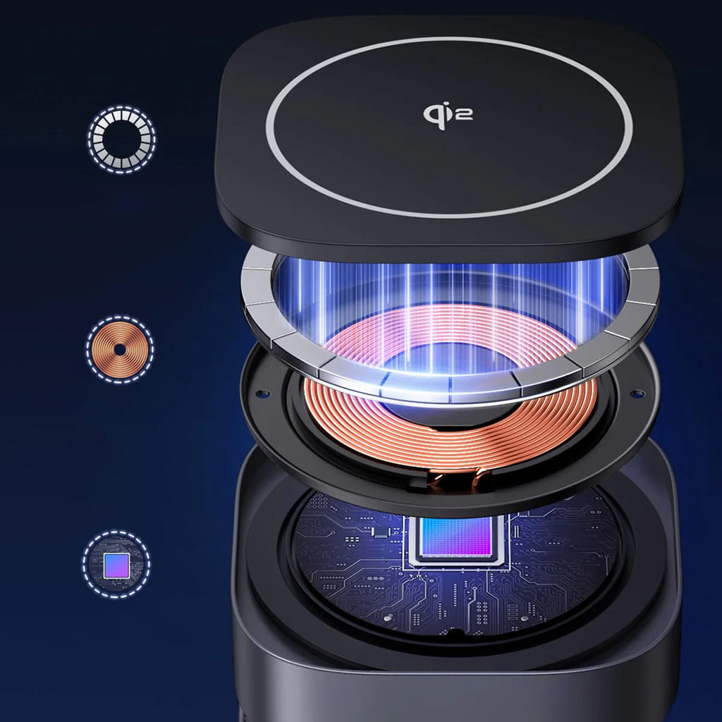 Ugreen W702 3in1 indukcinis įkroviklis su MagSafe / Qi2 ir USB-C jungtimi telefonui / ausinėms - juodas -- Cell phone...