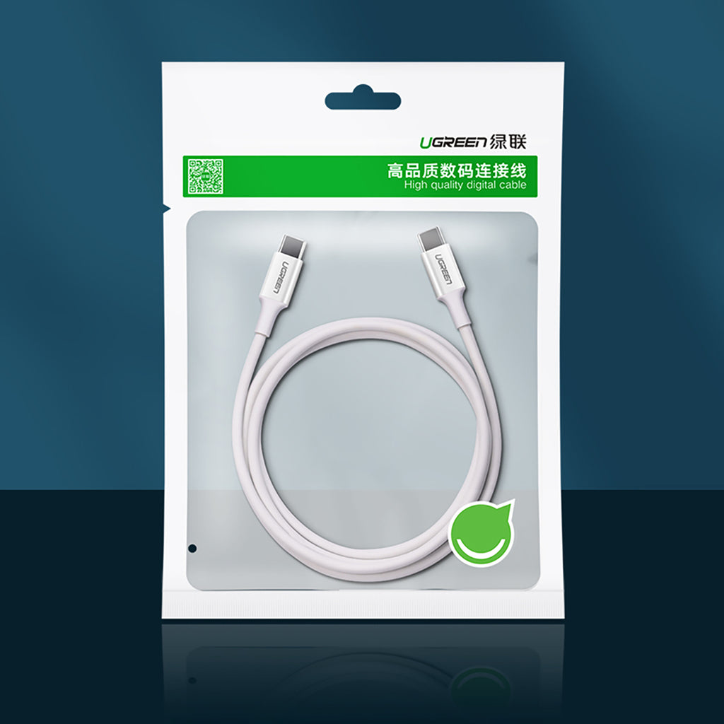 Ugreen US264 60518 USB-C / USB-C PD QC AFC laidas 1 m - baltas -- Cell phone cables